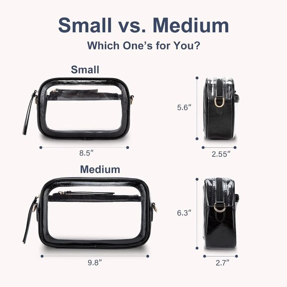 Environmentally Friendly Clear Bag for Events - Compact 9.8in Crossbody Design - Picture 4 of 7